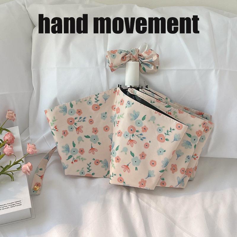 

Маленький зонт с цветочным принтом Женский автоматический зонт двойного назначения от солнца Защита от солнца Защита от УФ-лучей Компактный зонт от солнца из черной резины 8K