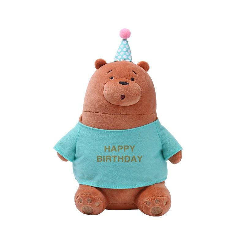 We Bare Bears Birthday Edition Plush Toy Soft Bear Stuffed Animal Kids Ages 7-14 20cm Crystal Super PP Cotton Fill