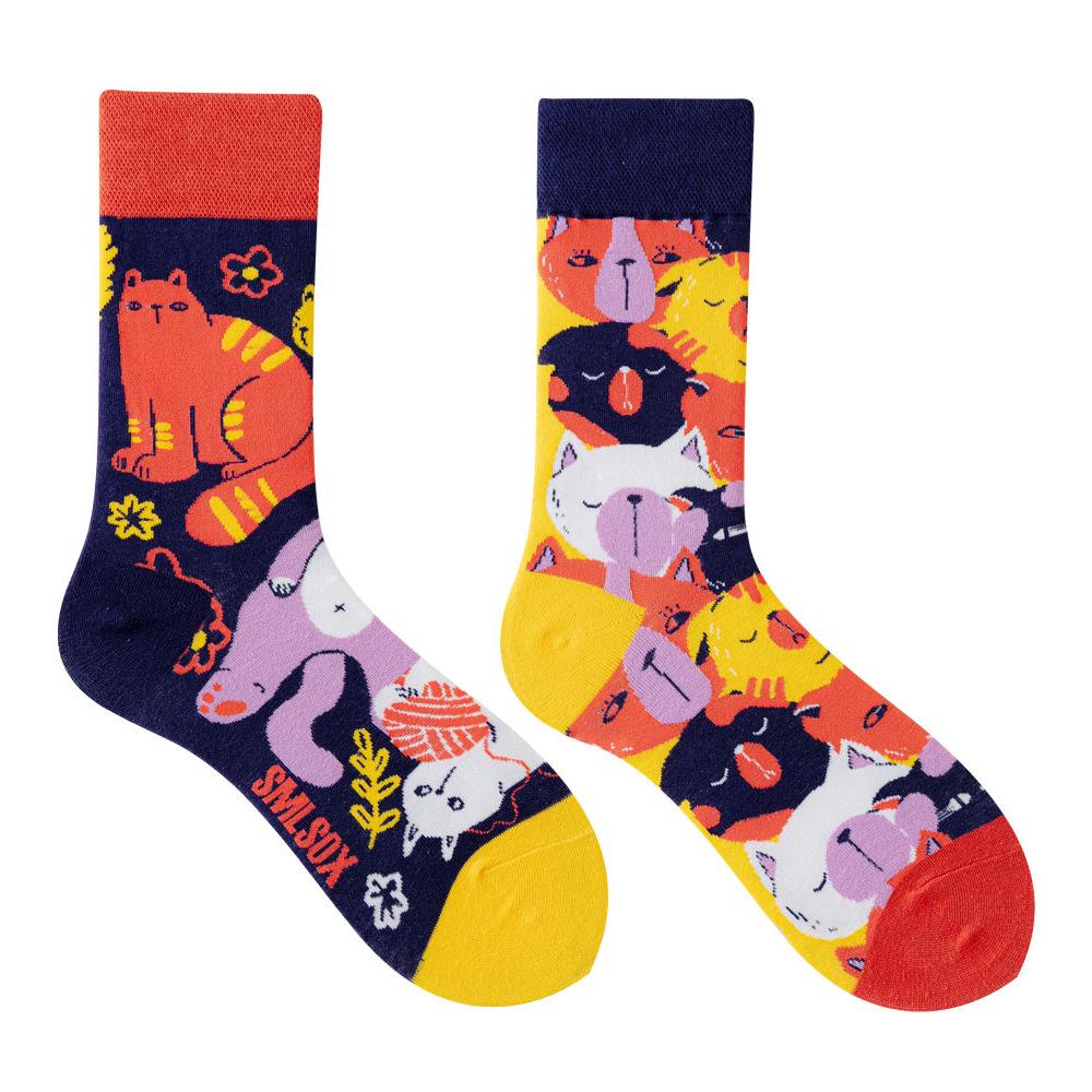 Calzini AB Asimmetrici Trendy Divertenti per Coppia Anatra Mandarina Colorati Calzini a Mezza Gamba SMLSOX