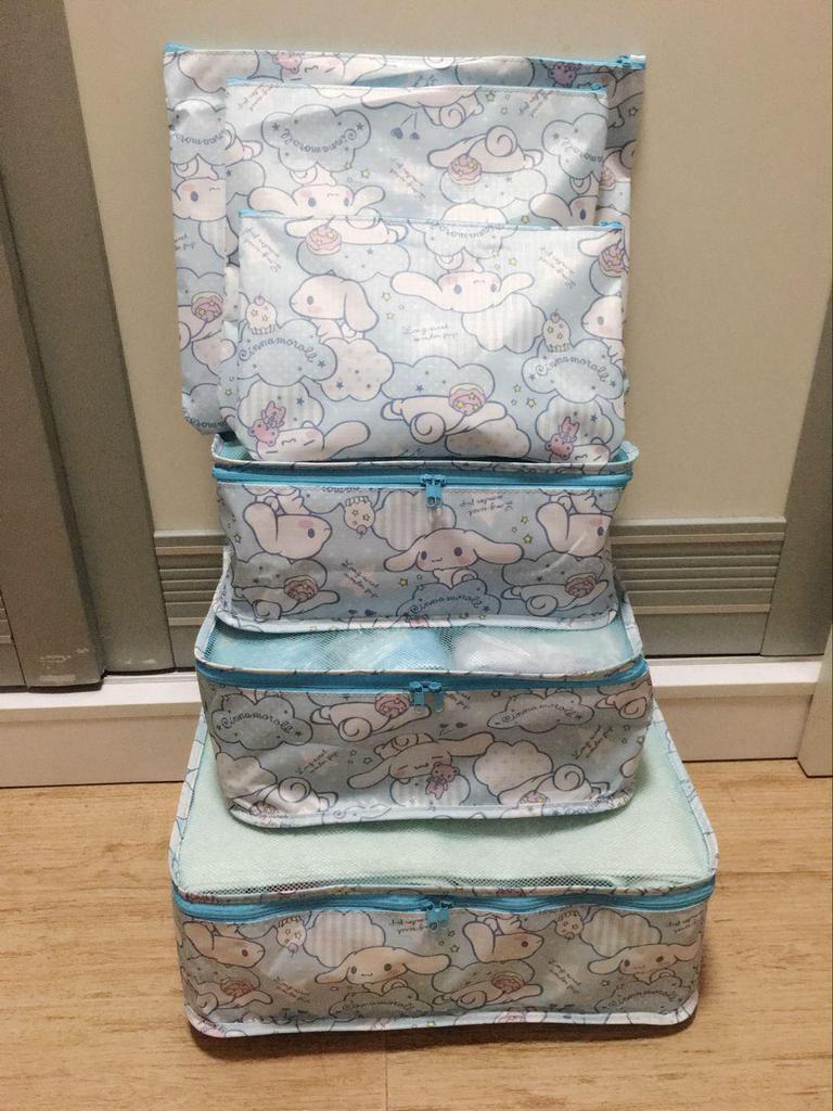 Cartoon Merlot Waterproof Cinnamon Pudding 6-Piece Travel Clothing Storage Set