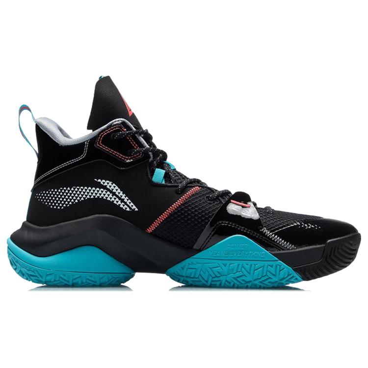 Li Ning Power 7 V2 Basketball Shoes Men's High Top Black/Blue ABPR009-2