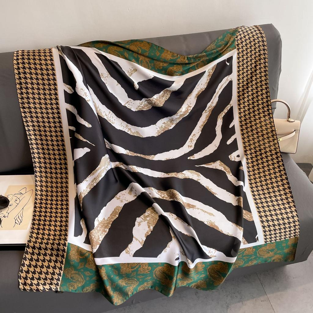 New 110Cm Large Scarf Satin Printed Silk Scarf Lijin Forged Imitation Silk Women'S Headscarf