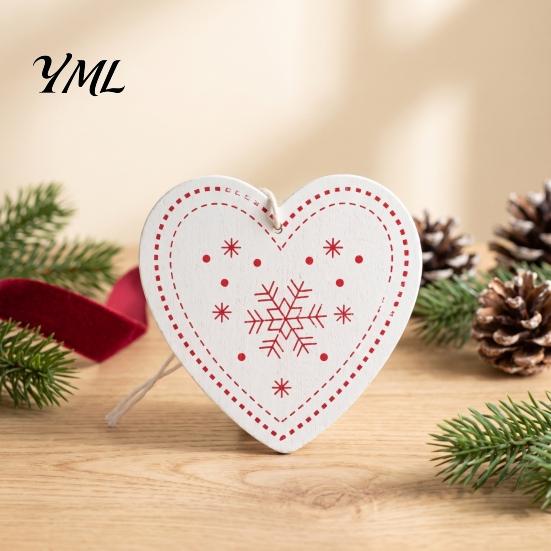 Reusable Seasonal Ornaments Christmas Tree Wooden Pendant, Vintage Cartoon Ornament with Lanyards, Classic Red White Decorations Lightweight
