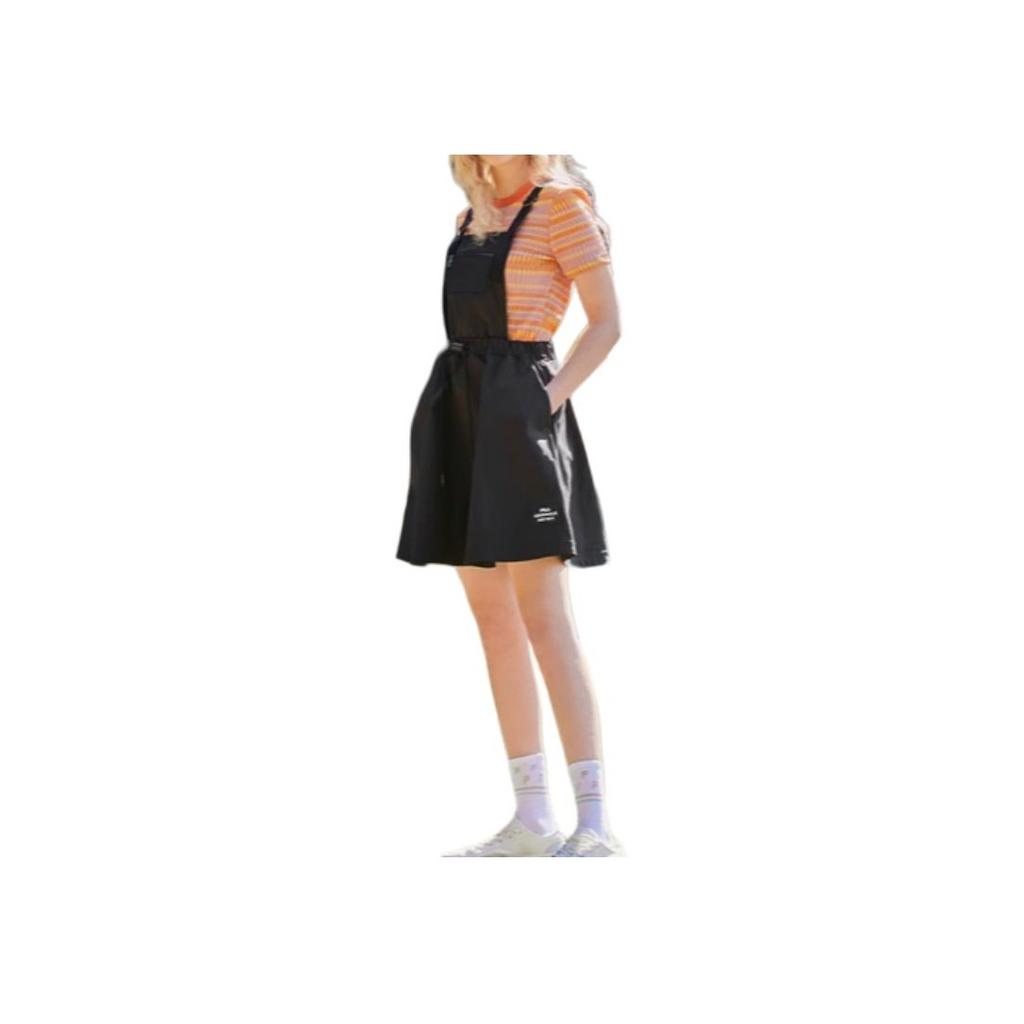 FILA Solid Color Loose Waist Drawstring Fashion Casual Sleeveless Dress Women dresses Black F11W229312F-BK