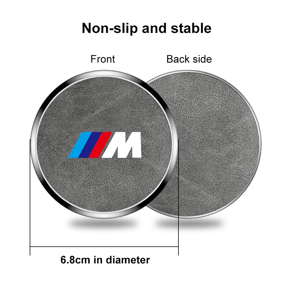 Alloy Leather Car Coaster Water Cup Mat for BMW E38 E46 E60 E70 F48 F30 F07 E92 G11 G32 G70 M M3 M5 M6 Anti-slip Pad Accessories sdbr2