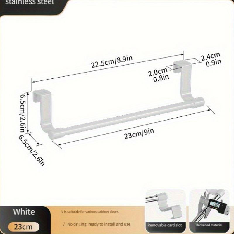 Over-Cabinet Towel Bar, Space-Saving Door-Mounted Organizer. Rust-Resistant Stainless Steel for Kitchen & Bathroom.