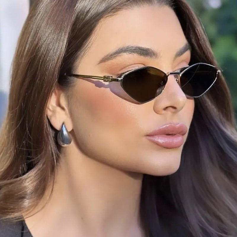 Fashion Polygonal Women Sunglasses  Vintage Brand Hexagonal Ladies Sun Glasses Shades Unique Metal Frame Punk Eyewear Men