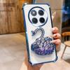 KEYSION Shockproof Plating Phone Case for HONOR X9c 5G Clear TPU Glitter Jewelled Swan kickstand Cover for Huawei Magic7 Lite 5G