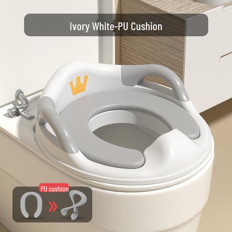 Детское сиденье для унитаза Crown Anti-Slip с защитой от брызг и ручками PU серый