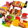 Children Kitchen Simulation Food Toys Pretend BBQ Set Play House Cooking Games Barbecue Grill Meat Skewers Pretend Kitchen Toys