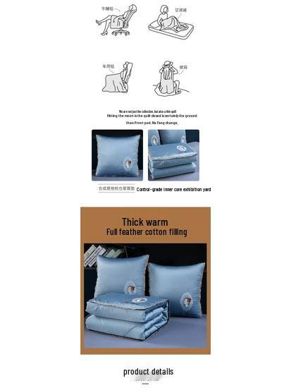 Light Luxury Washable Silk Embroidery Pillow & Cool Feel Quilt