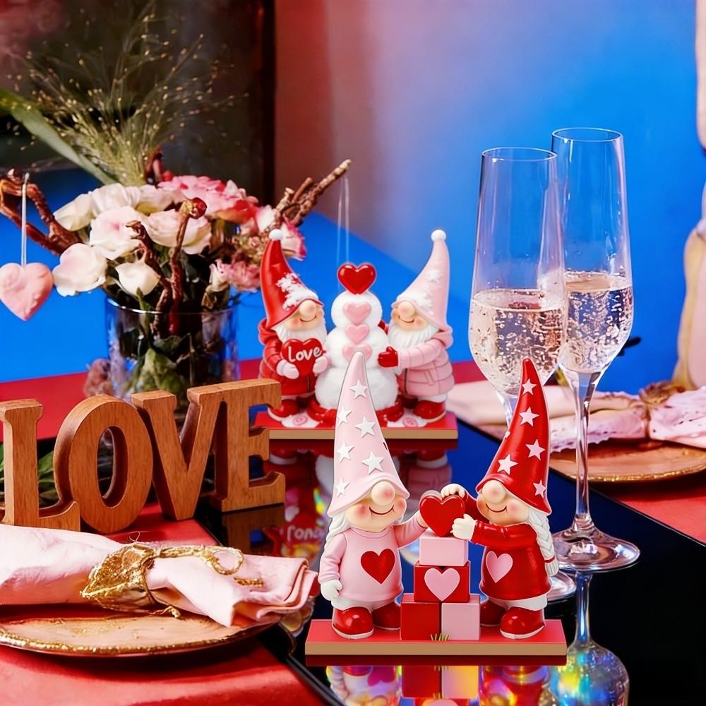 5D Valentine's Day Elf Ornament Wooden Valentine's Day Decoration Dwarf Elf Ornament  Home Decor