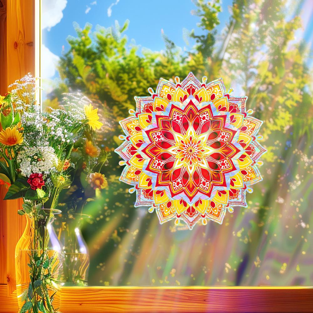 Dreidimensionale und farbenfrohe Mandala-Heimverschönerung und -dekoration Balkon Glastüren und Fenster Statische Fensteraufkleber