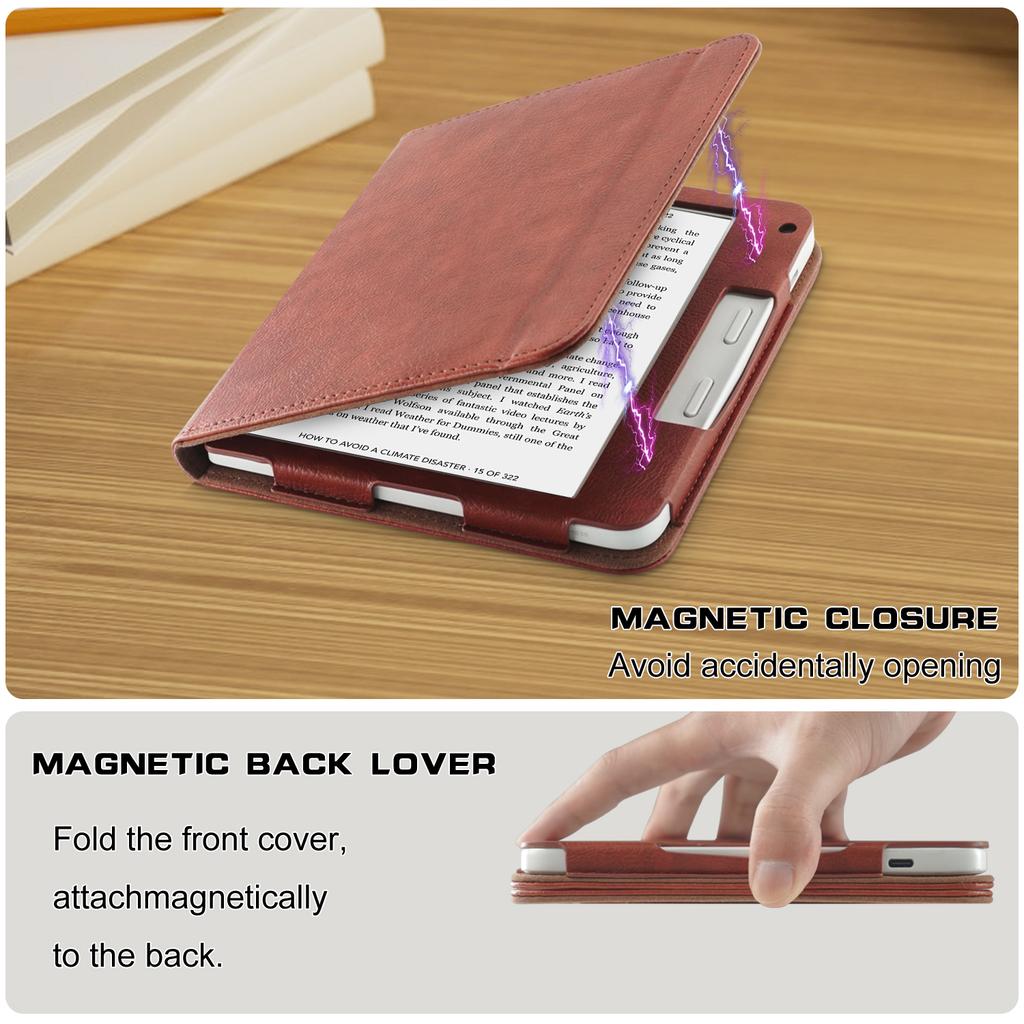 For Kobo Libra 2/Libra Colour Case PU Leather E-Reader Protective Cover Auto Sleep/Wake