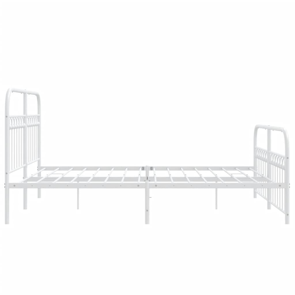 Bed Frame with Headboard and Footboard Metal White 150x200 cm