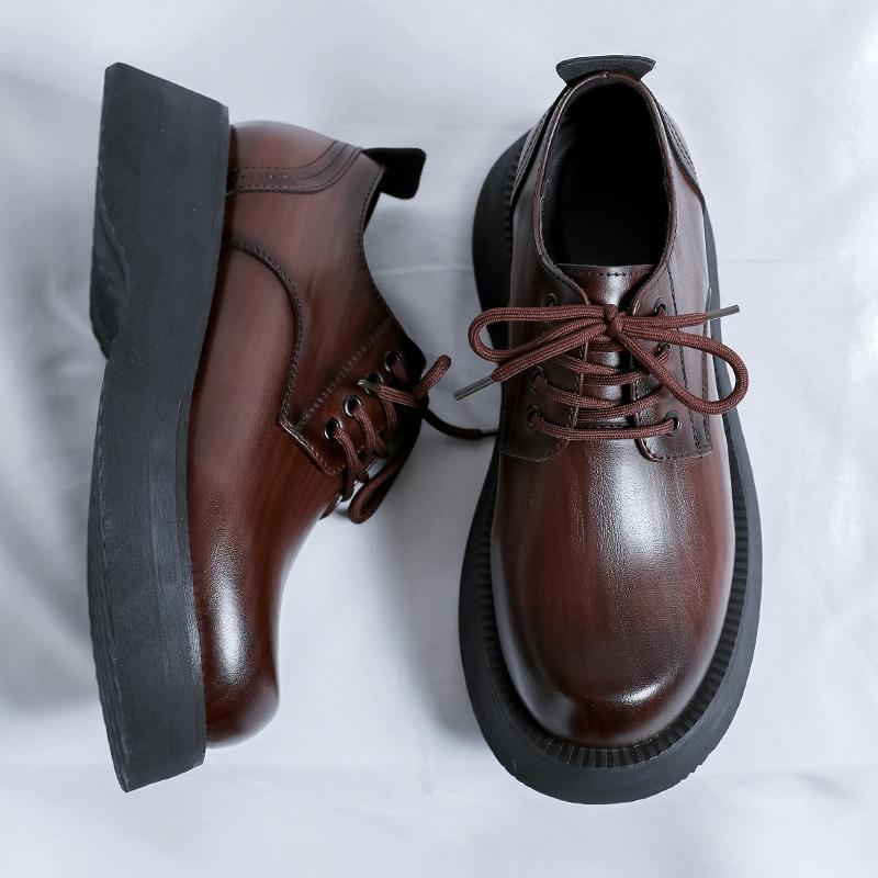 Italienische Herren Freizeitschuhe Bequeme Formelle Schuhe Schnürschuhe Plateau Lederschuhe Neuer Britischer Stil Outdoor Arbeit Oxfords Schuh