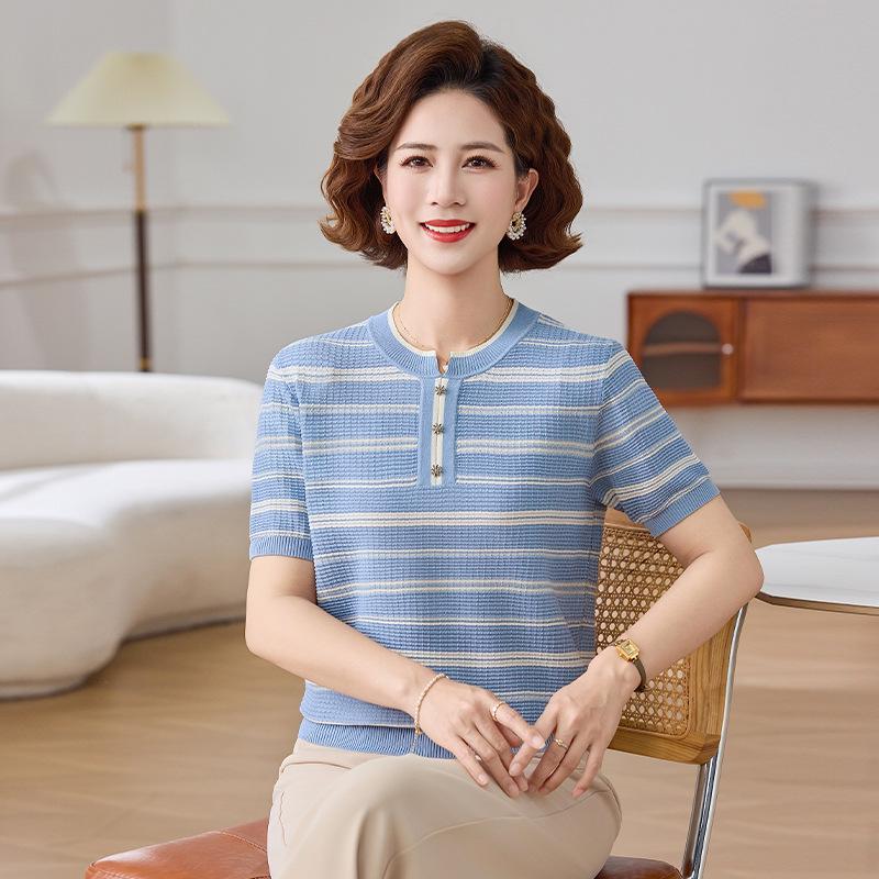 

Chic Knit Women s Short Sleeve Top: Versatile Summer 2026 Mother s Day T-shirt 3XL (135-160 lbs)