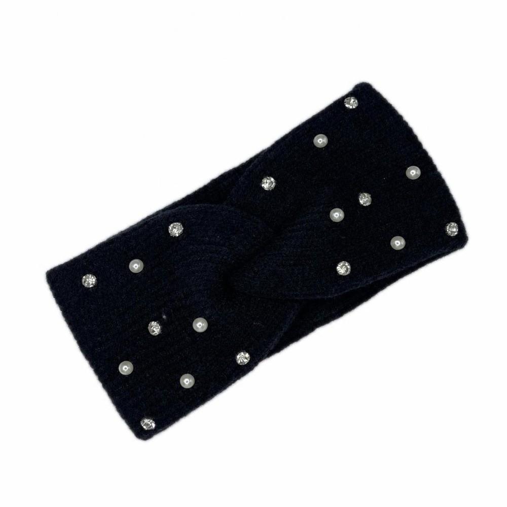 Rhinestone Pearl Decor Winter Pearl Headband Multiple Colors Elastic Ear Warmer Winter