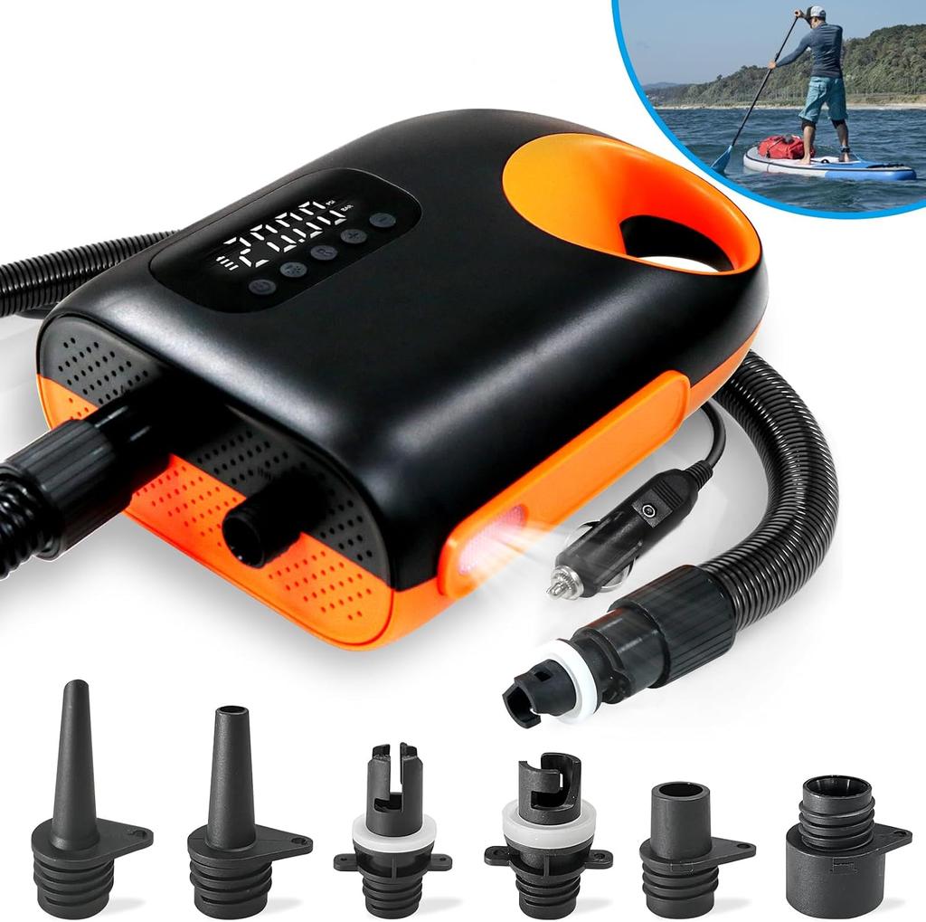 20 PSI přenosné vzduchové čerpadlo nafukovací DC SUP čerpadlo elektrické nafukovací vyfukovací vzduchové čerpadlo pro surfování, paddleboard, loď, kajak