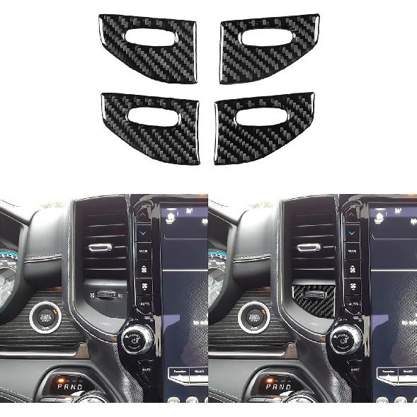 Real Soft Carbon Fiber Car Gear Shift Control Panel 2/4WD Switch Button Dashboard Trim Sticker Compatible with Dodge Ram 1500/2500/3500