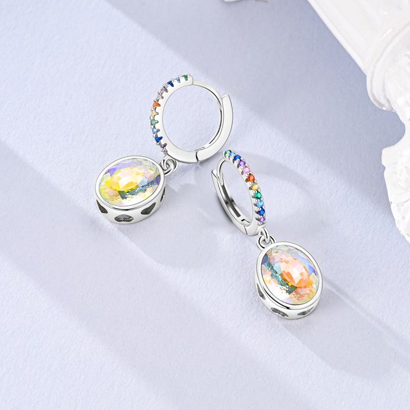 925 Sterling Silver Earrings Women Sparkling Dazzling Oval Gemstone Drop Earring For Anniversary Wedding Jewelry Gifts