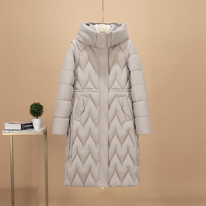 European and American Coats Are Light and Long, Thickened and Loose, and Large-size Knee-removable Long-sleeved Down Cotton-padded Jackets.