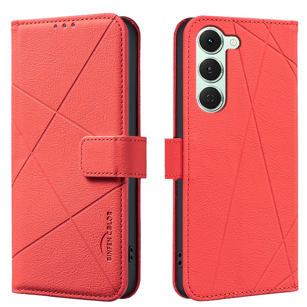 For TECNO Spark 40 Pro 4G Case BINFEN COLOR BF35 Geometry Imprinted Leather Phone Cover RFID Blocking Wallet Stand