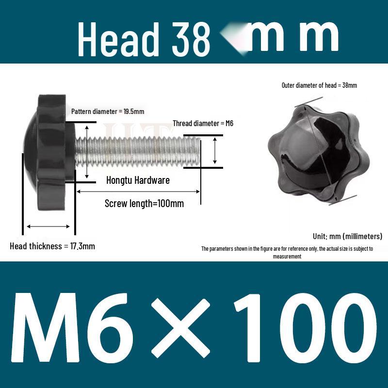 32-Head Rubber Six-Star Plum Blossom Handle Knob M5/M6/M8 Plastic Thumb Screw