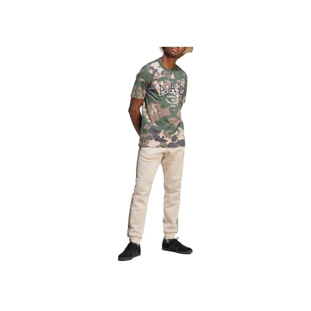 adidas Originals Camouflage Letter Print Crew Neck T-Shirt Men Tops Dark-Green IR9474