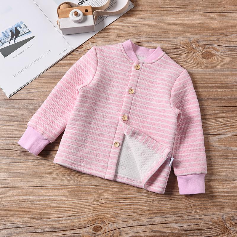 Baby Quilted Long-Sleeve Top: Unisex Three-Layer Autumn/Winter Underwear Pajamas