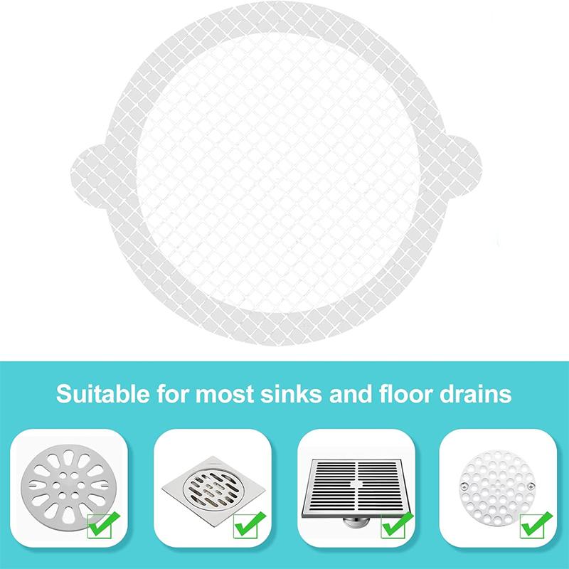 WTEMPO 20PCS 4 Styles Disposable Bathroom Shower Floor Drain Cover Hair Catcher Anti Clogging Filter Mesh Stickes