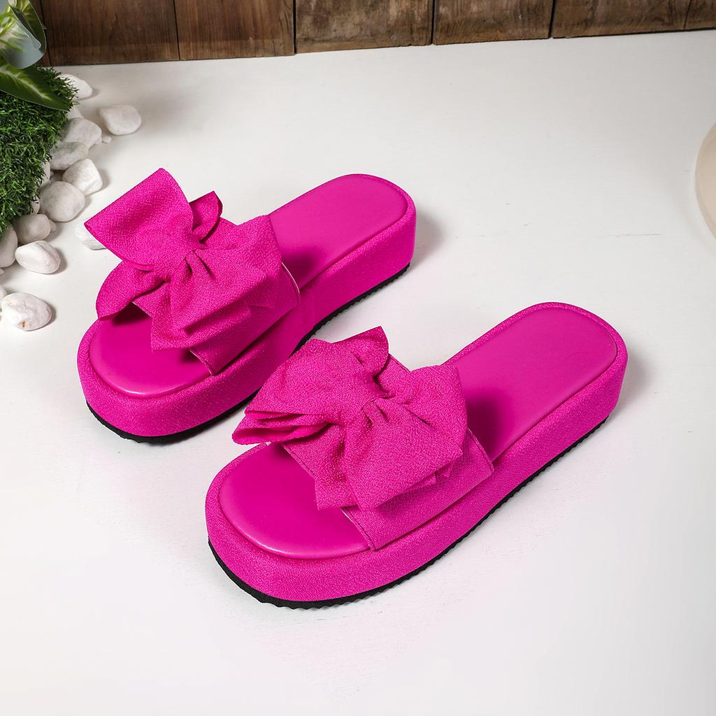 Mode Neue Sommer Runde Zehen Schleife Fischmaul Bequeme Lässige Hausschuhe Modische Elegante Dicksohlige Leichte Sandalen für Damen