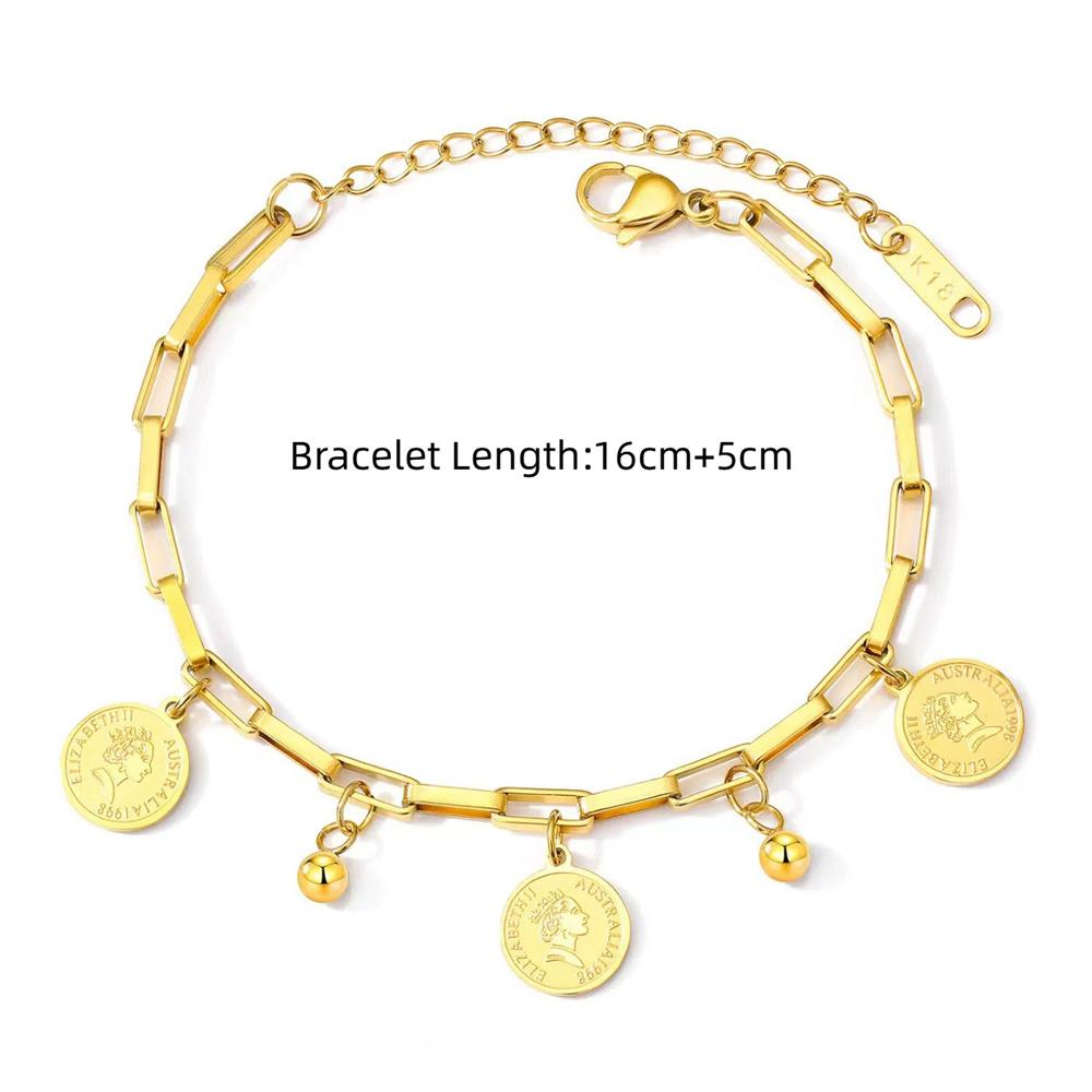 Punk  Chain Link Bracelet Female Gold Color Stainless Steel Beauty Queen Charm Bracelet for Women Jewelry Braclet 2025