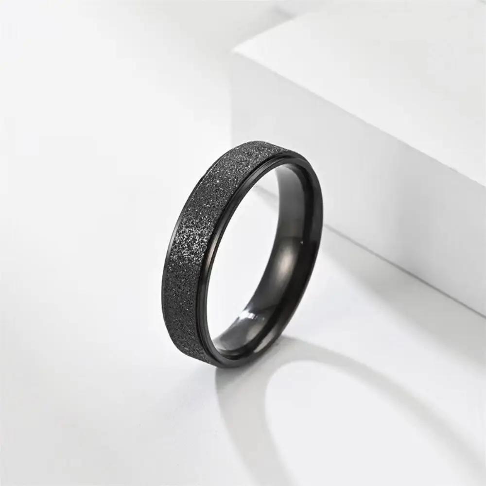 Hot Design 6MM Stainless Steel Frosted Ring Simple Personality Wedding Engagement Ring For Fashion Women Men Jewelry Gift