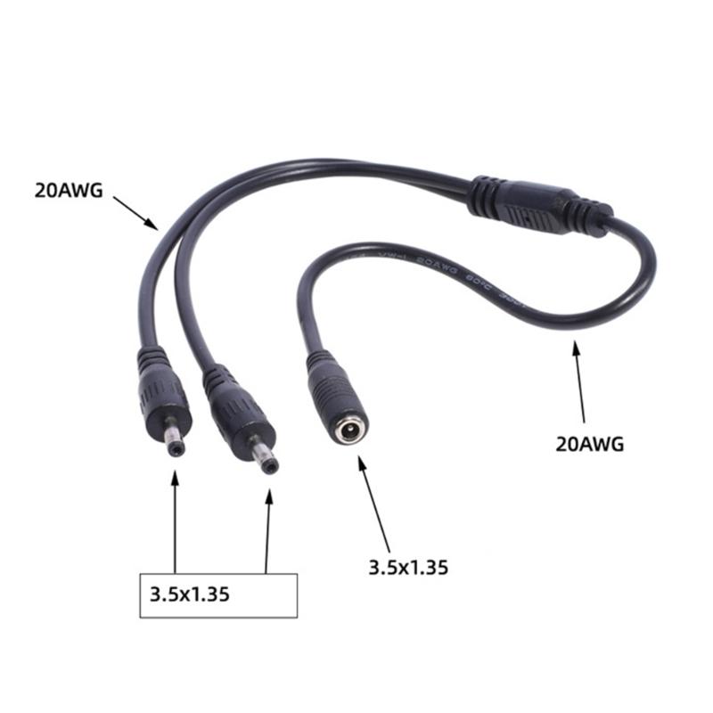 3.5mm X 1.35mm DC Barrel Plug Splitter Adapter Cable, 1x Female Plug To 2x Male or 4x Male Jack Charging Cord Wire