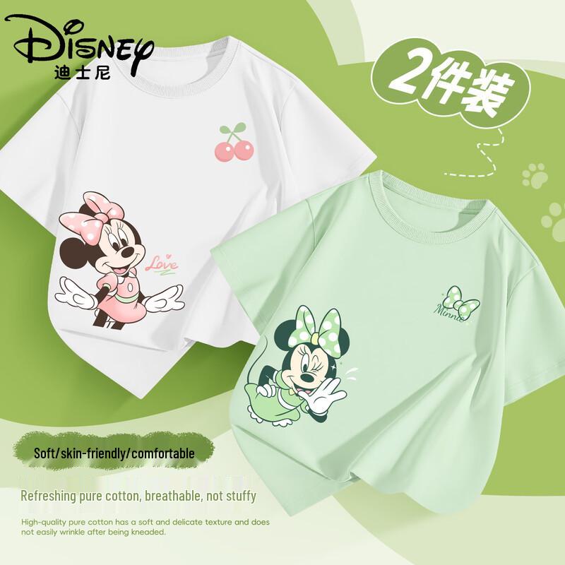 Disney Girls  Cartoon Pure Cotton Short Sleeve T-Shirt 140