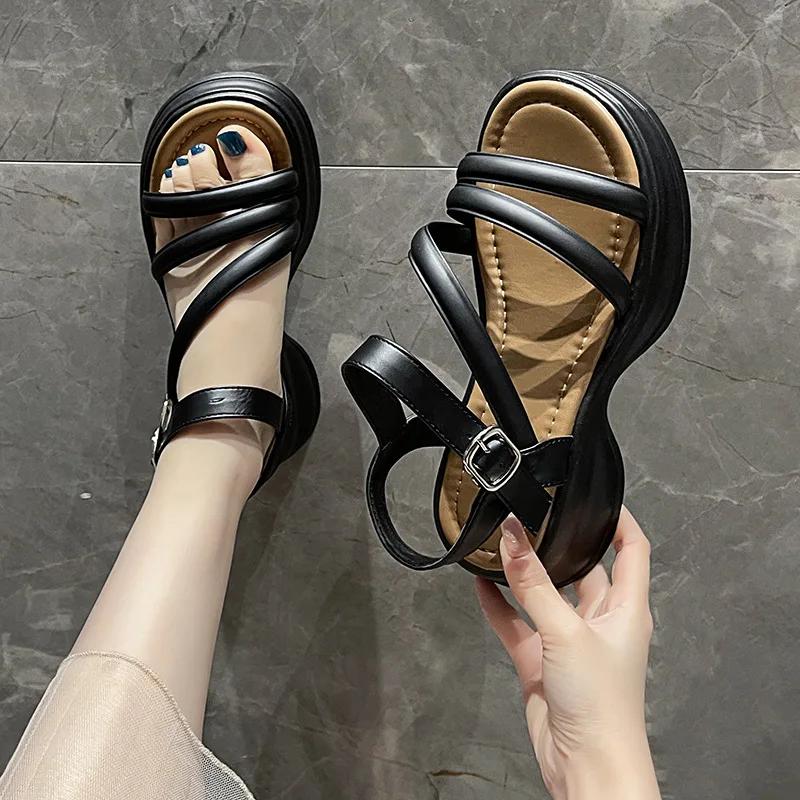 Mode Gladiatoren Sandalen Damen Sommer Lässig Dicke Sohle Plateau Schuhe Dame Komfort Offene Zehen Strand Sandale Schuhwerk Sandalias De Mujer