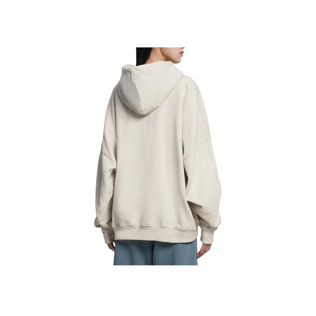 Calvin Klein Letter Print Hooded Oversized Fleece Pullover Sweatshirt Unisex Tops Beige J400191-ACF