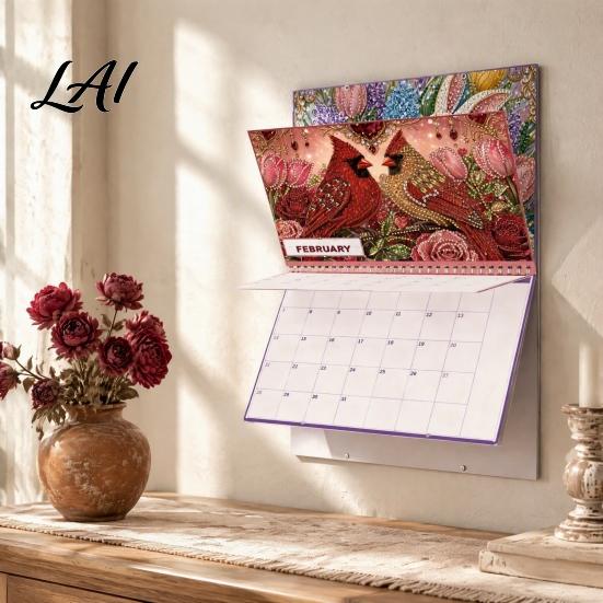 DIY Calendar Kit 2027 Diamond Art Painting Pattern Wall Calendar Rhinestone Gem 12 Monthly Planner Jan. 2026-Dec. Hanging for Home Office
