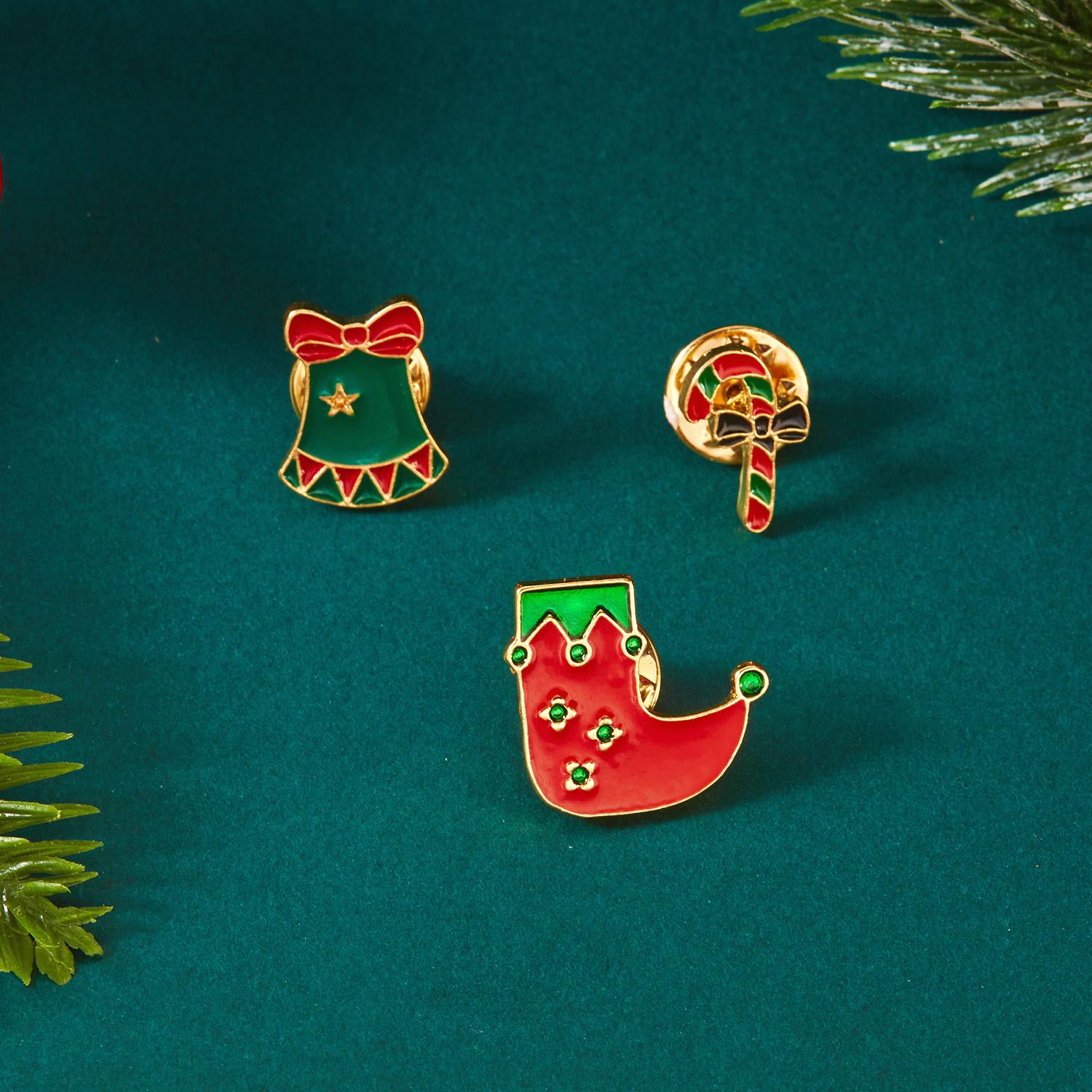 3pcs/set Fashion Christmas Brooch for Women Men Cute Santa Claus Bell Elk Snowflake Snowman Enamel Pins Party Holiday Jewelry