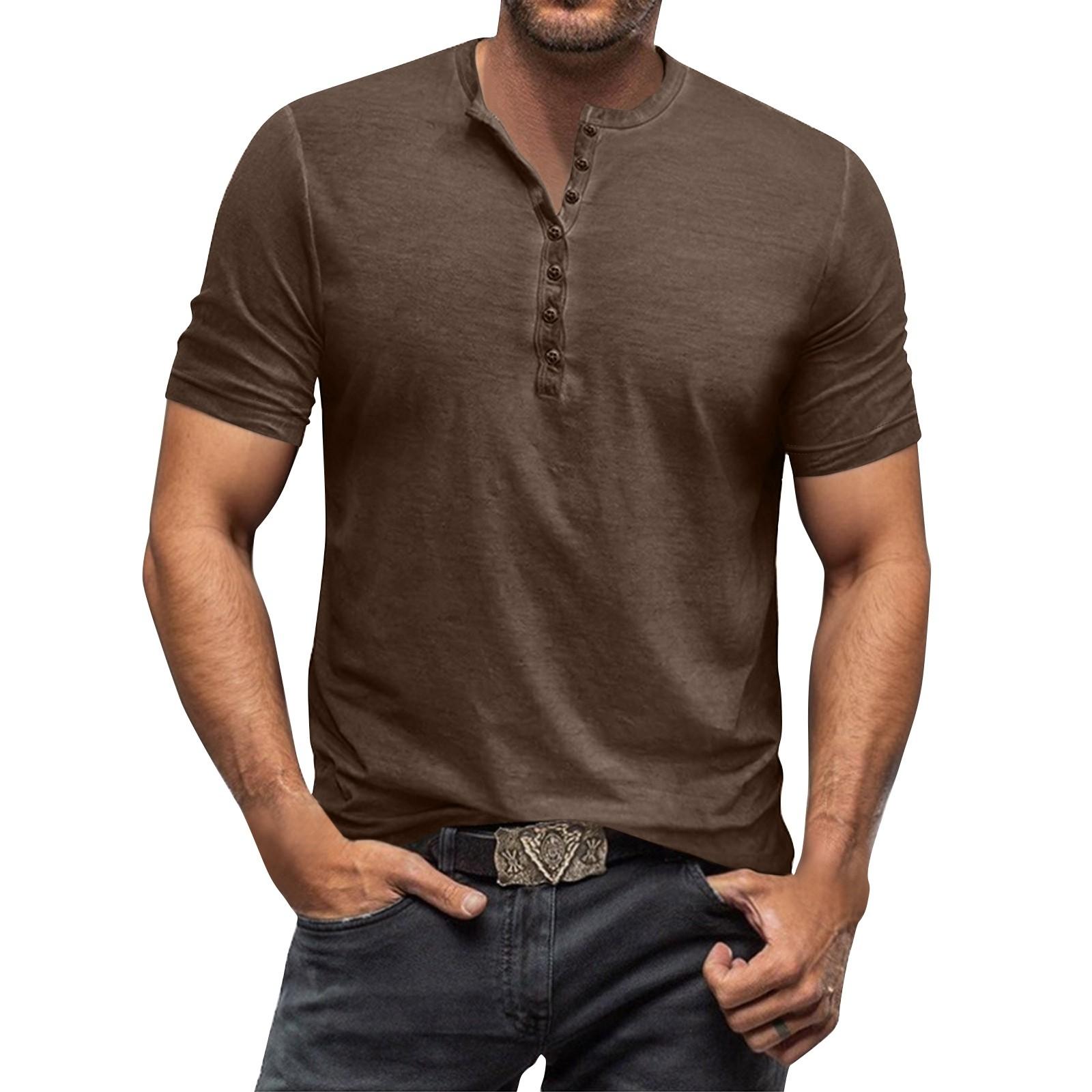 

Мужские летние однотонные топы с воротником на пуговицах и коротким рукавом, мужские повседневные свободные модные топы XXXL коричневый