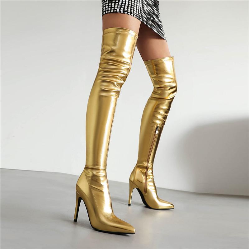 Women's High Heel Boots Autumn and Winter New Pointy Thin Heels Sexy Over the Knee Boots Large Size Women's Shoes
