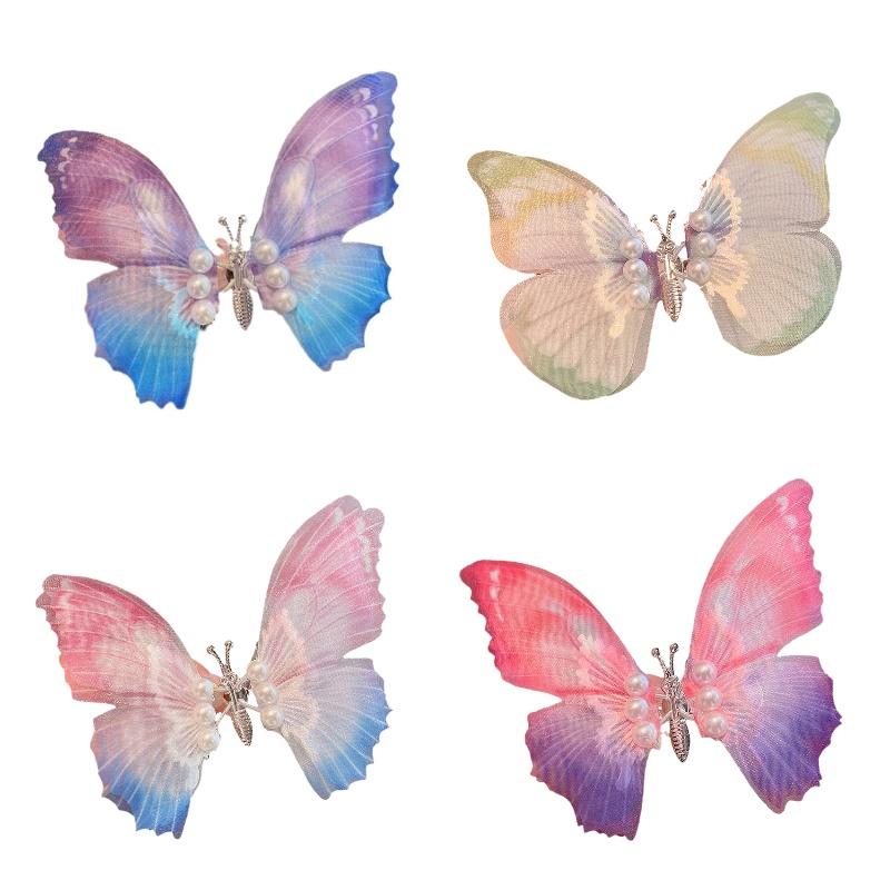Mixed Material Butterfly Hair Clip Duckbill Clip Style Beautiful And Natural Hair Decoration For Girls