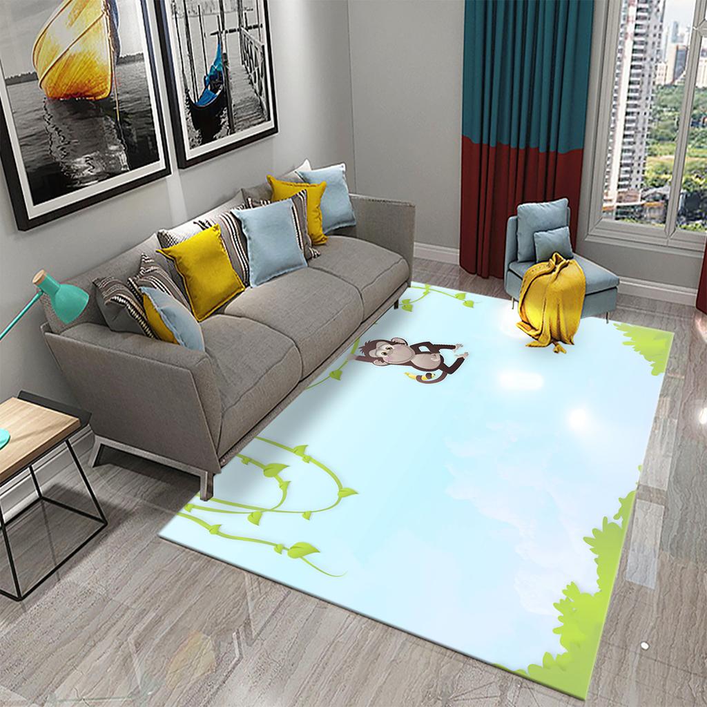 Cartoon Zoo Carpet Cute Animal Flower Rugs Kids Boys Bedroom Non-slip Play Area Mats Home Living Room Kitchen Decor Floor Mat