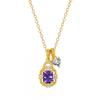 Elegante Quadratische Kristall Doppelanhänger Halskette Damen Vergoldete Choker Kette Mit Geburtsstein Farben Leicht Geometrisch
