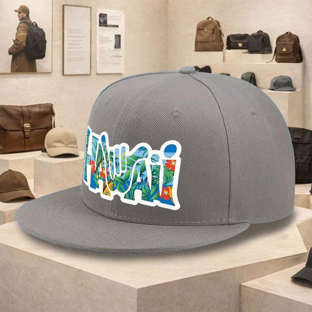 Summer Aloha Hawaii Shaka Sign Print Flat Brim Baseball Cap Trendy Street Style Polyester Adult Hip Hop Hat