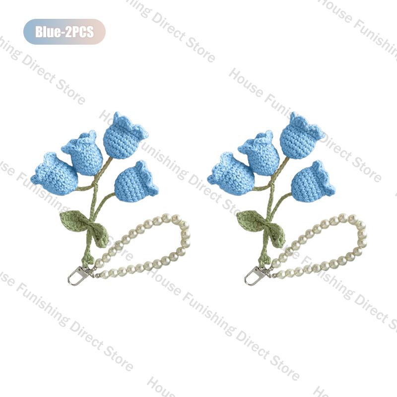 1-10PC Handmade Weaving Bag Pendant Lin Orchid Keyring Love Girl Pearl Chain Keychain Decoration Car Pendant Diy Bag Accessories