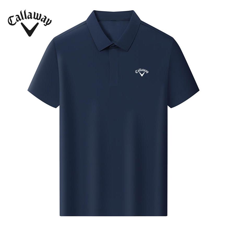 Callaway 2025 Summer Summer Embroidered Golf Business Leisure Sports Style Water Ripple Solid Color Polo Shirt