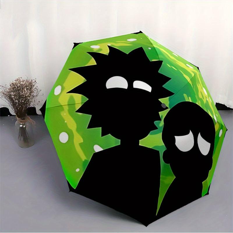 Rick and Morty Automatic Folding Windproof Umbrella with Sturdy Iron Frame, Portable Compact Travel Umbrella All-Season Use Parties022