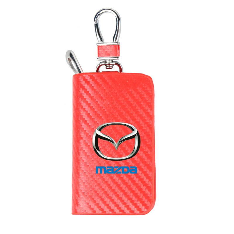 Leather Car Key Protection Shell Bag Carbon Filber Car Key Case for Mazda 3 Bk Bl 323 Axela Atenza CX-3 CX-4 CX5 CX-7